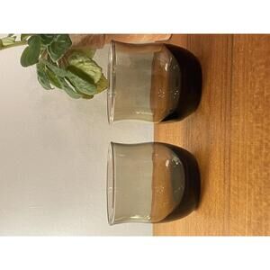 Vintage Smoke Tumblers Pair - Attributed Dominion Glass Canada Mid Century 8cm